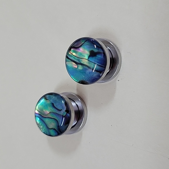 🔥LAST PAIR🔥 Galaxy Mother of Pearl Style Plug Gauges, 10mm, stainless steel - Picture 5 of 8